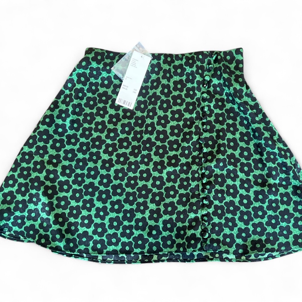 Floral Green and Black Women's Skirt